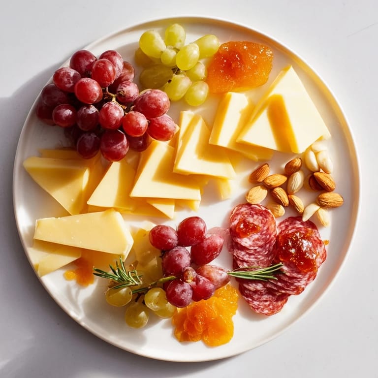 Delicious Geometric Gala appetizer: See the vibrant charcuterie board with geometric cuts ready to enjoy.