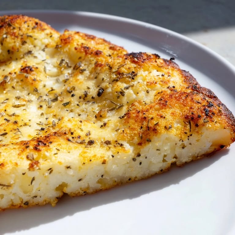 A perfectly baked, low-carb Cauliflower Pizza Crust, waiting for your favorite pizza toppings.