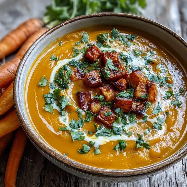 Creamy Butternut Squash and Lentil Soup with a warm spice blend served alongside toasted bread.