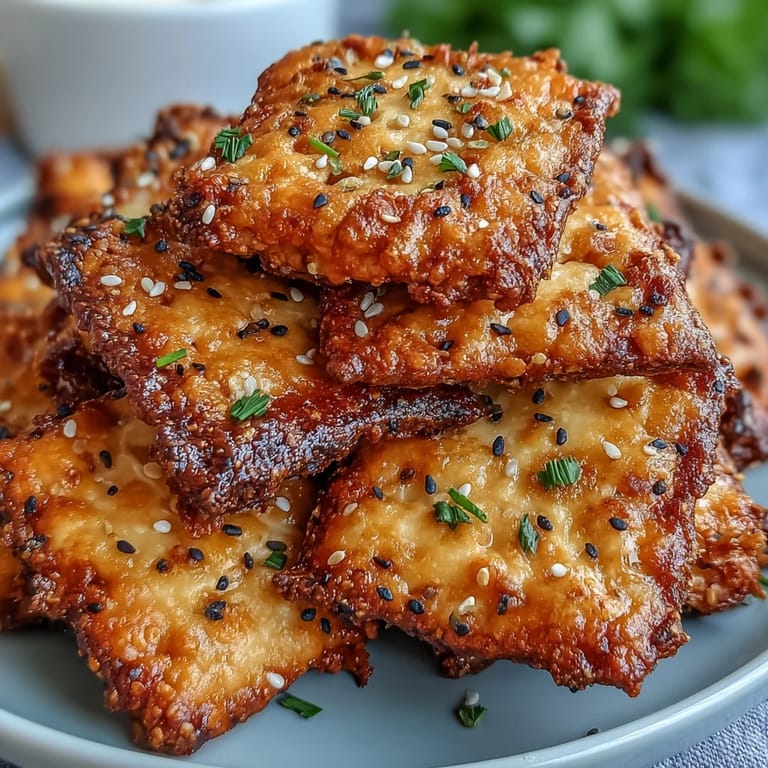 Golden, cheesy Sourdough Cheez-Its crackers with bold everything seasoning for a crunchy snack.