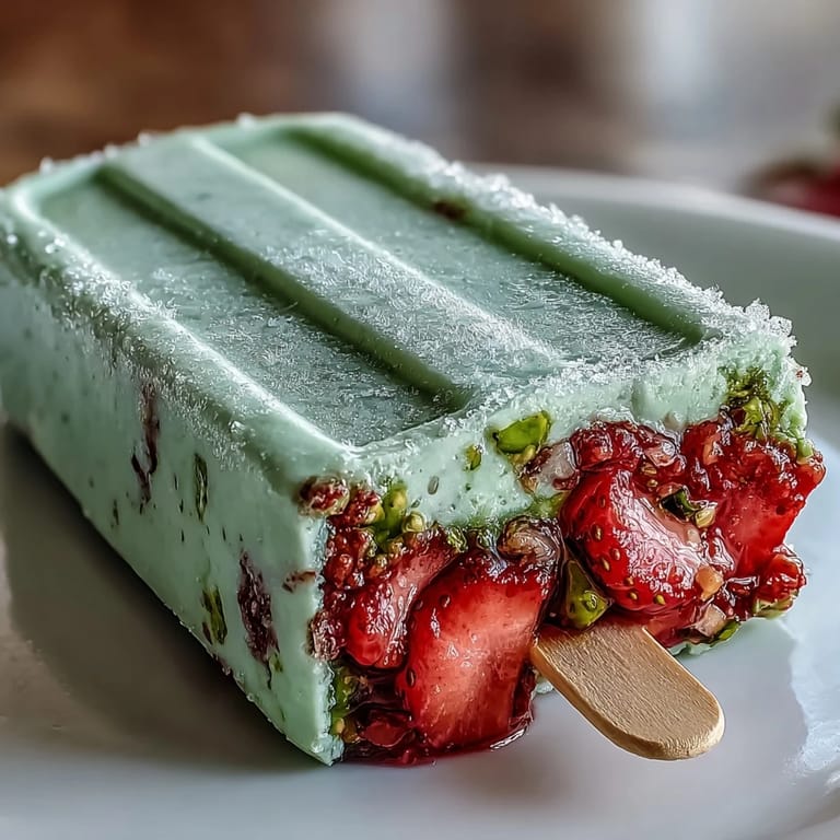 Cool and creamy Strawberry Matcha Latte Popsicles blending fresh strawberries with smooth matcha for a delightful, easy homemade treat.