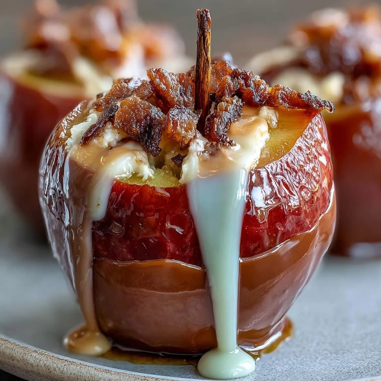 Classic red candy apples coated in vibrant shell and finished with elegant white chocolate drizzle for a nostalgic dessert.  