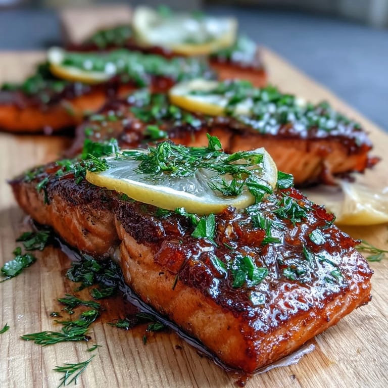 Lemon dill cedar plank salmon, tender flaky fish with bright citrus and herb notes, served hot from the grill.
