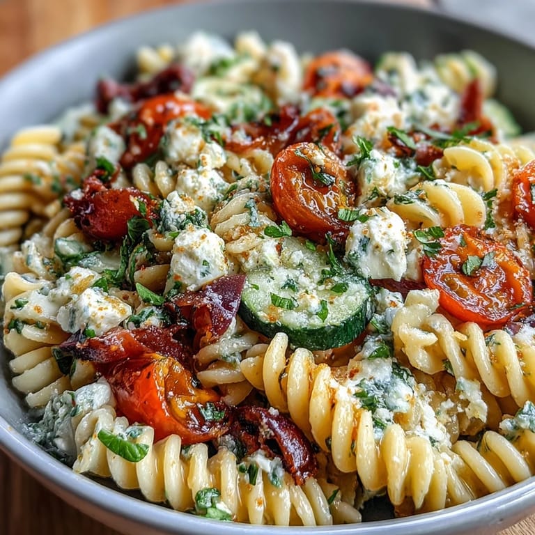 Easy Picnic Pasta Salad with Italian Dressing: colorful bowl of pasta, bell peppers, olives, and fresh herbs for a refreshing summer side.