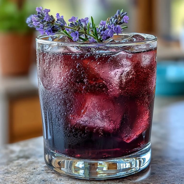 Refreshing citrus lavender lemonade with a stunning purple hue, combining floral notes and zesty lemon for a delightful beverage.