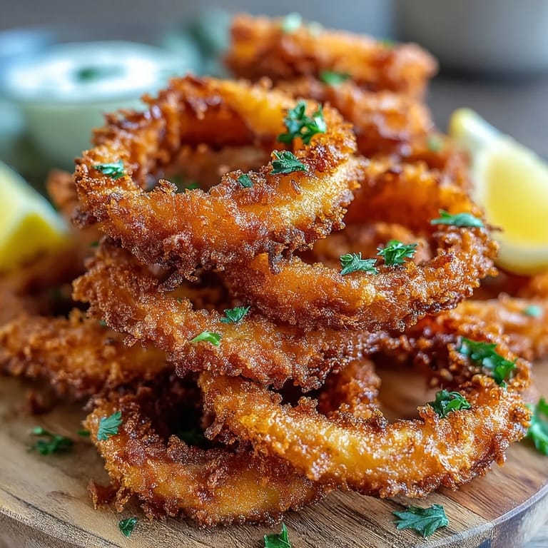 Deliciously seasoned fried calamari, perfect as a quick appetizer dish.