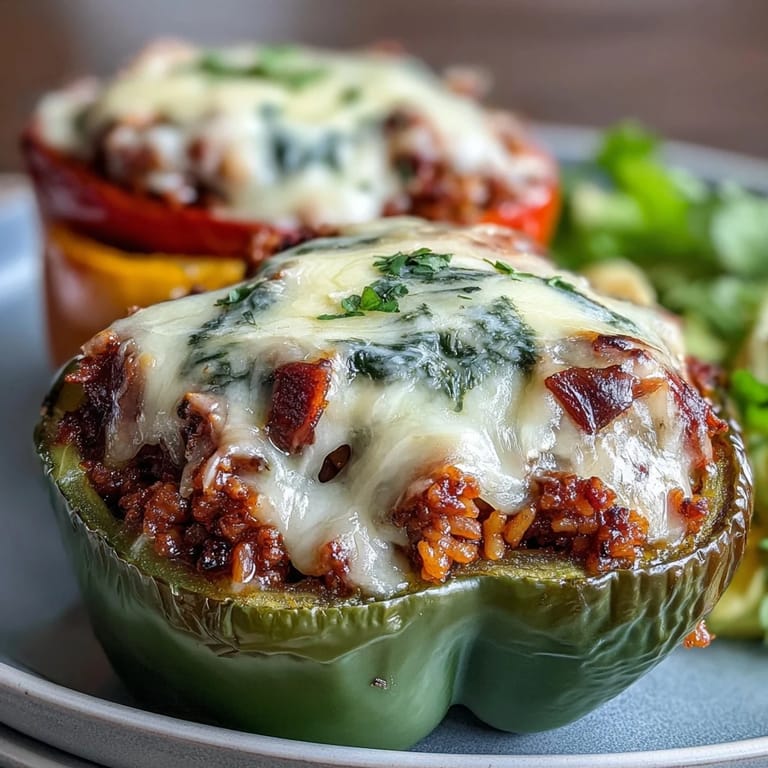 Visually appealing Spanish-style stuffed peppers, a delightful and vibrant main dish.