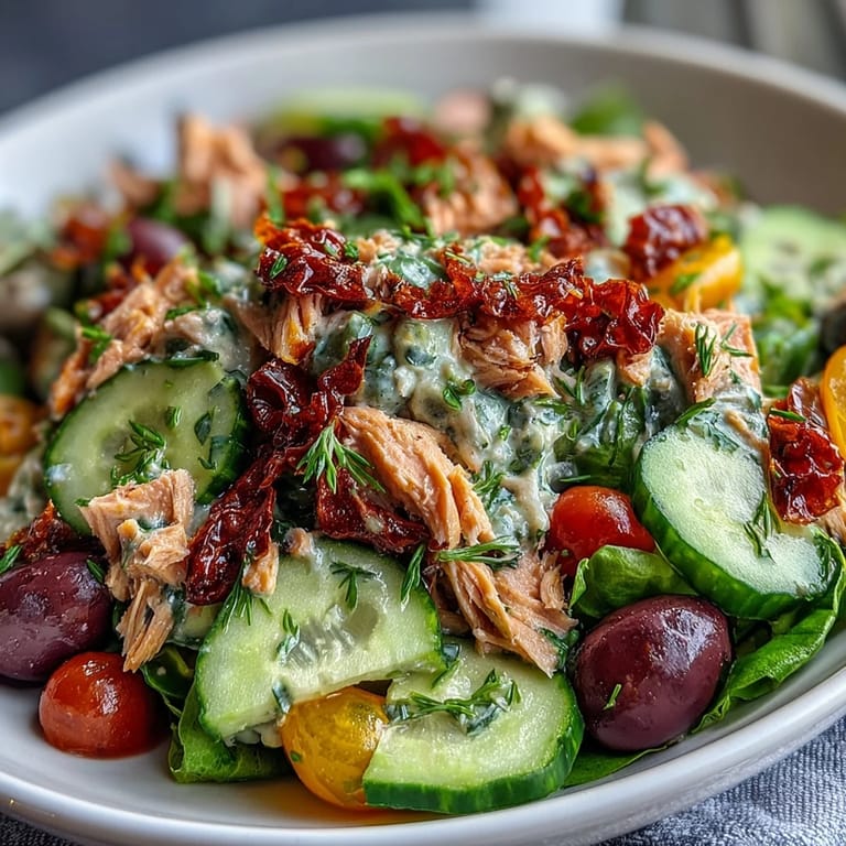 Flavorful roasted pepper and tuna salad, perfect for a light lunch or side dish.