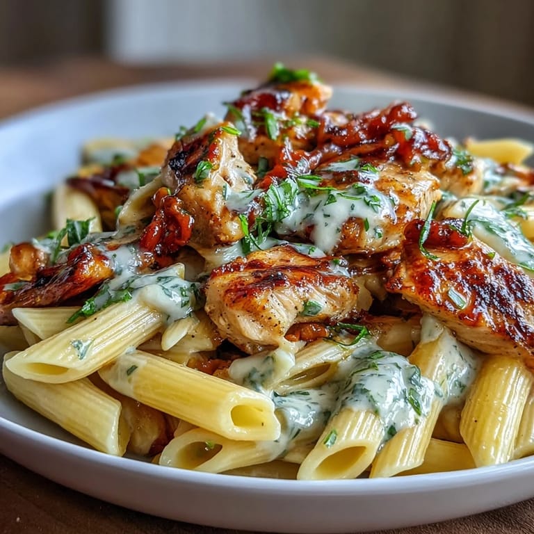Rich Creamy Tomato Basil Chicken Pasta topped with melted Parmesan, a crowd-pleaser.