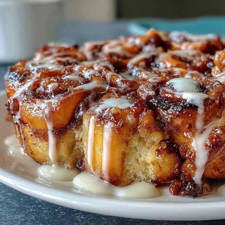 Golden Peach Cobbler Cinnamon Roll Casserole, a sweet brunch treat.
