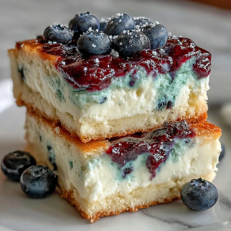 Enjoy these refreshing No-Bake Lemon Blueberry Cheesecake Bars, a sweet treat.